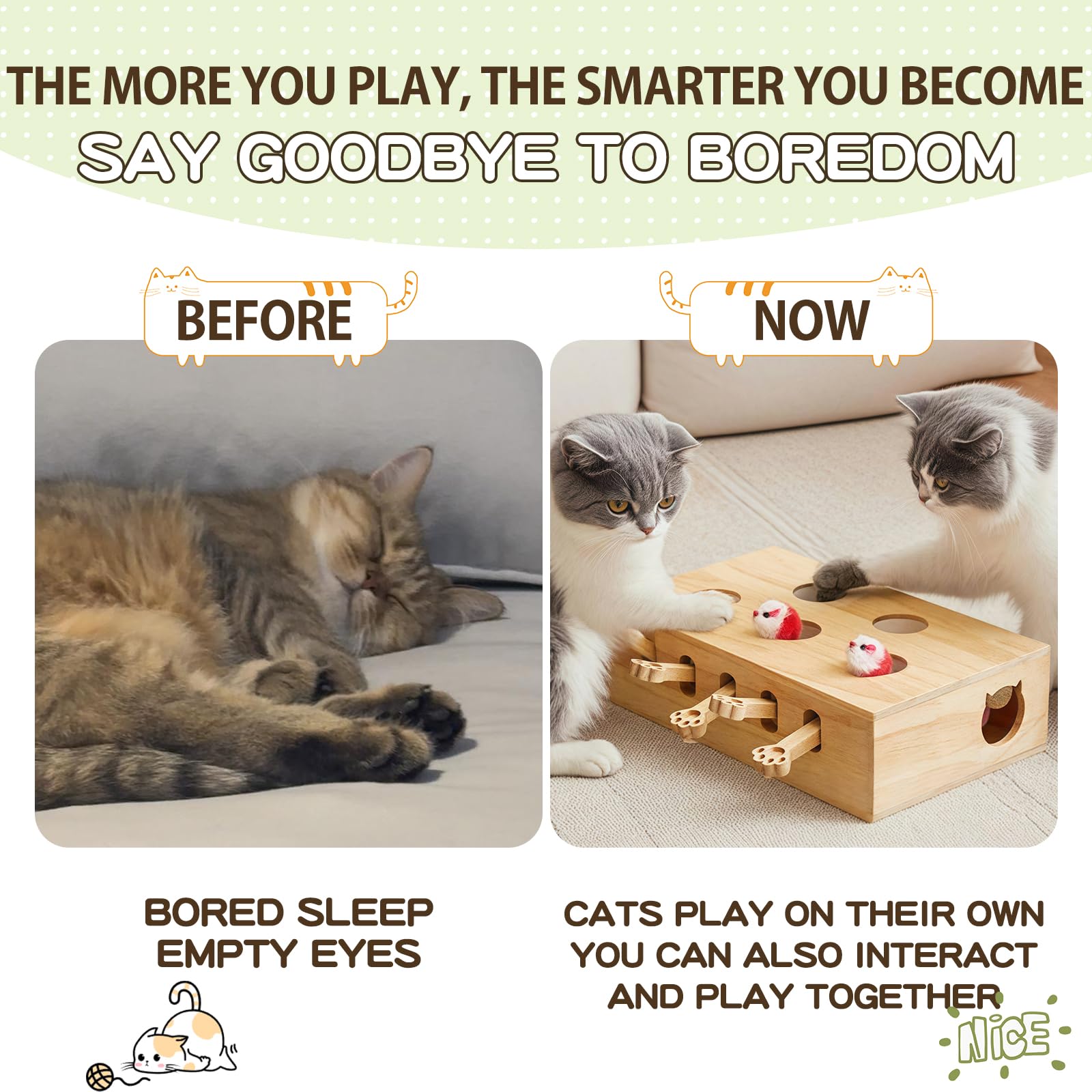 Generic Whack a Mole Cat Toy scratch board promotes scratching and enrichment.