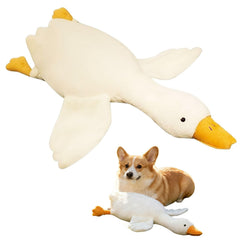 Generic White Duck Dog Toy with goose design for cuddling and fetch.