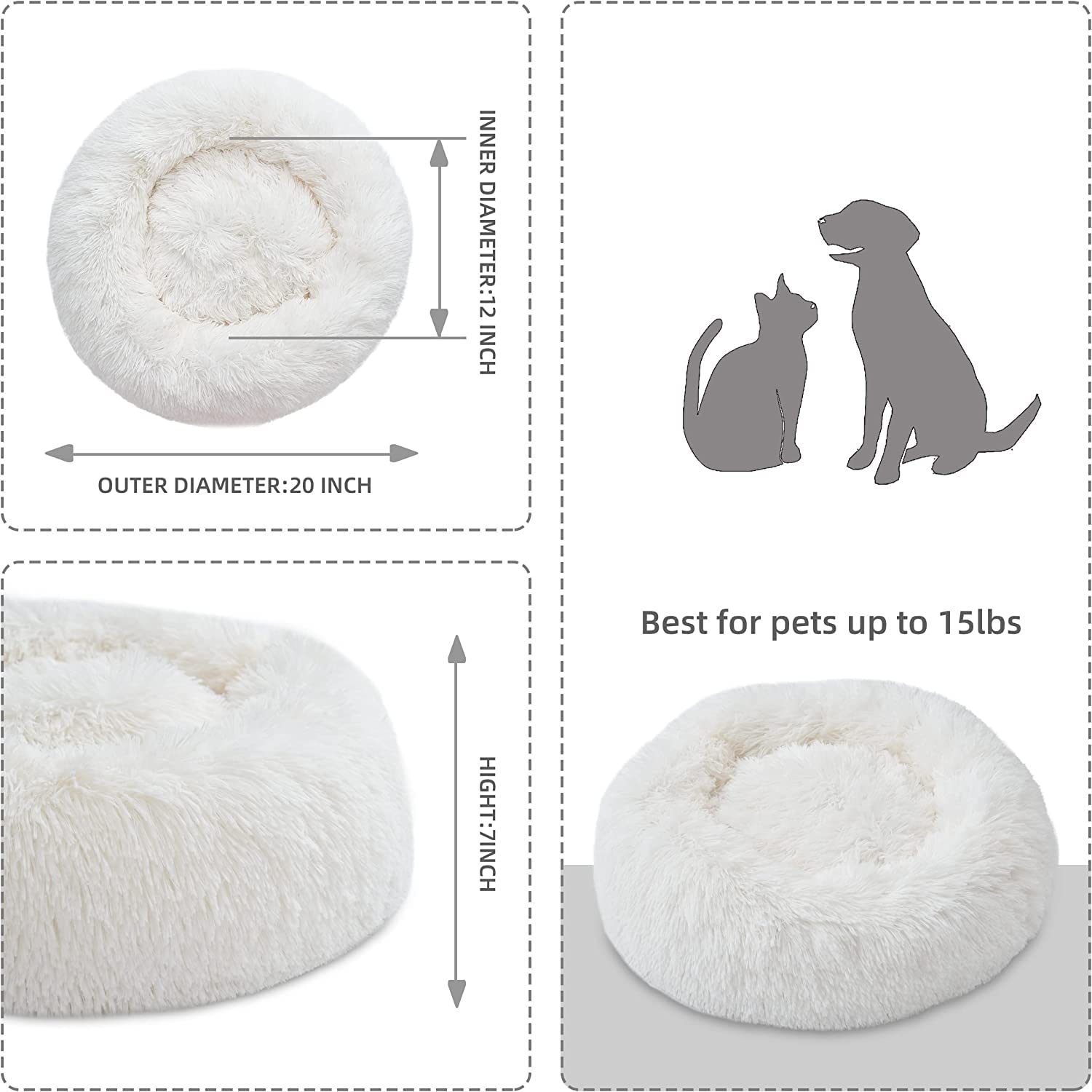 Generic White Faux Fur Round Bed plush fur close-up highlights soft texture for relaxing naps.