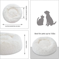 Generic White Faux Fur Round Bed plush fur close-up highlights soft texture for relaxing naps.