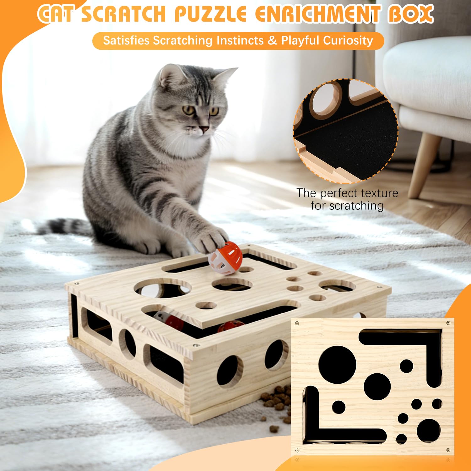 Generic Wooden Cat Nail File Box – sturdy construction for safe scratching sessions