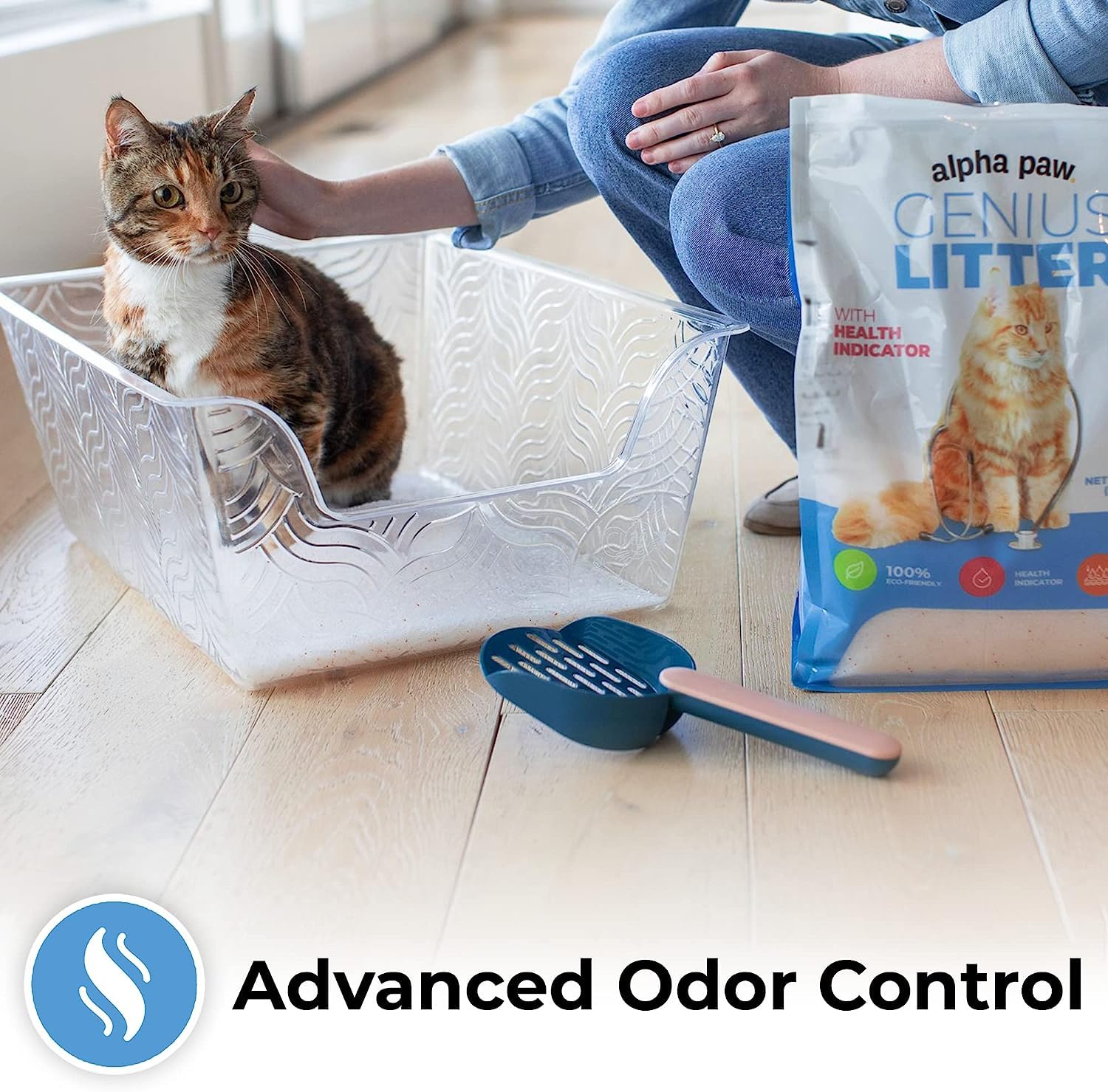 Genius Litter kitten-safe crystals and easy maintenance.