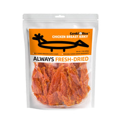GenkiBox pack-shot showing premium chicken jerky for lean protein