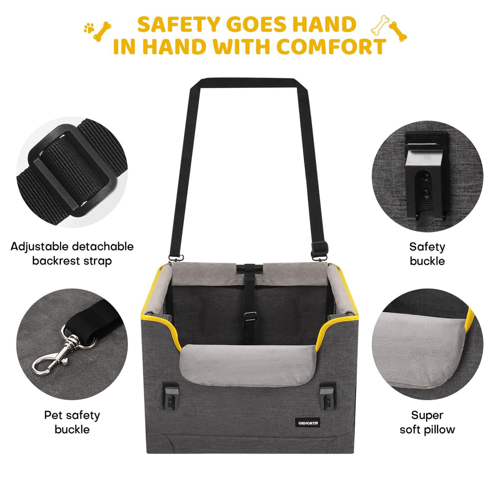 GENORTH booster seat with soft chin rest in gray for comfort on rides