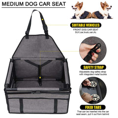 GENORTH dog car seat with adjustable leash clip to prevent jumping