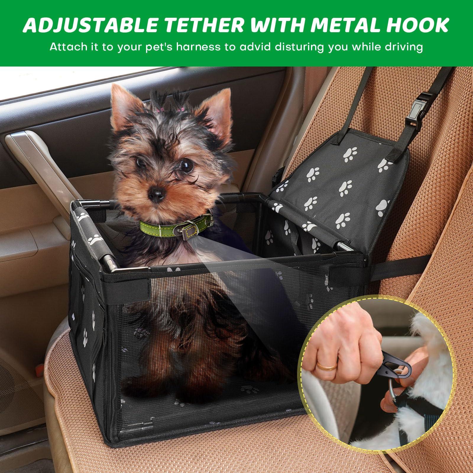 GENORTH dog car seat close-up of tear-resistant mesh for durability