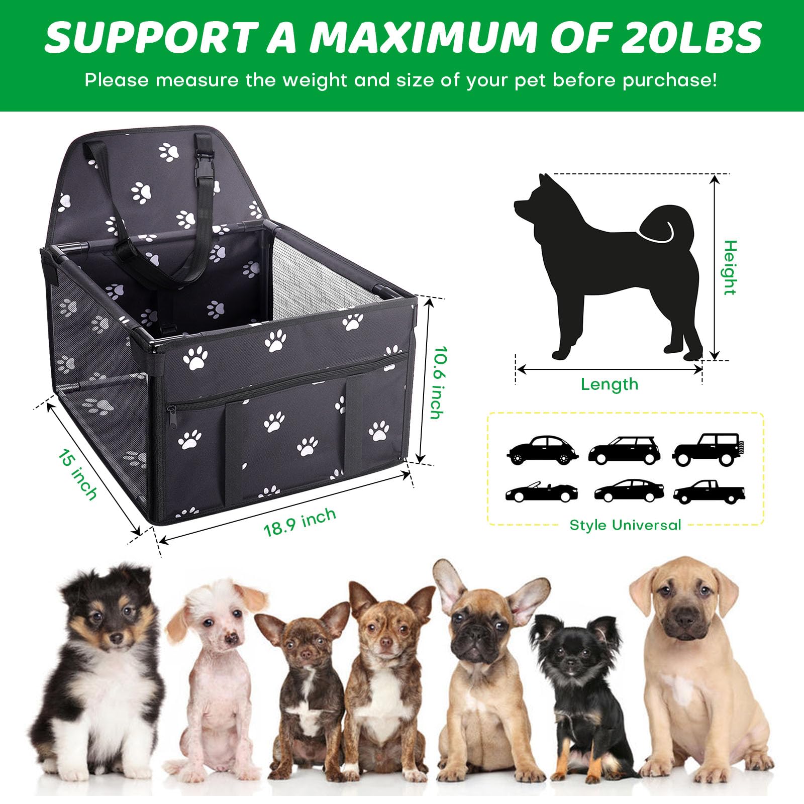 GENORTH dog car seat waterproof Oxford fabric protects against spills
