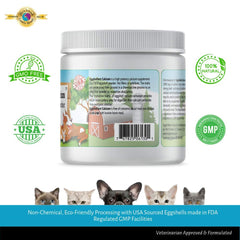 Gentle Blends Pet's Friend Eggshellent Calcium being poured into pet food.