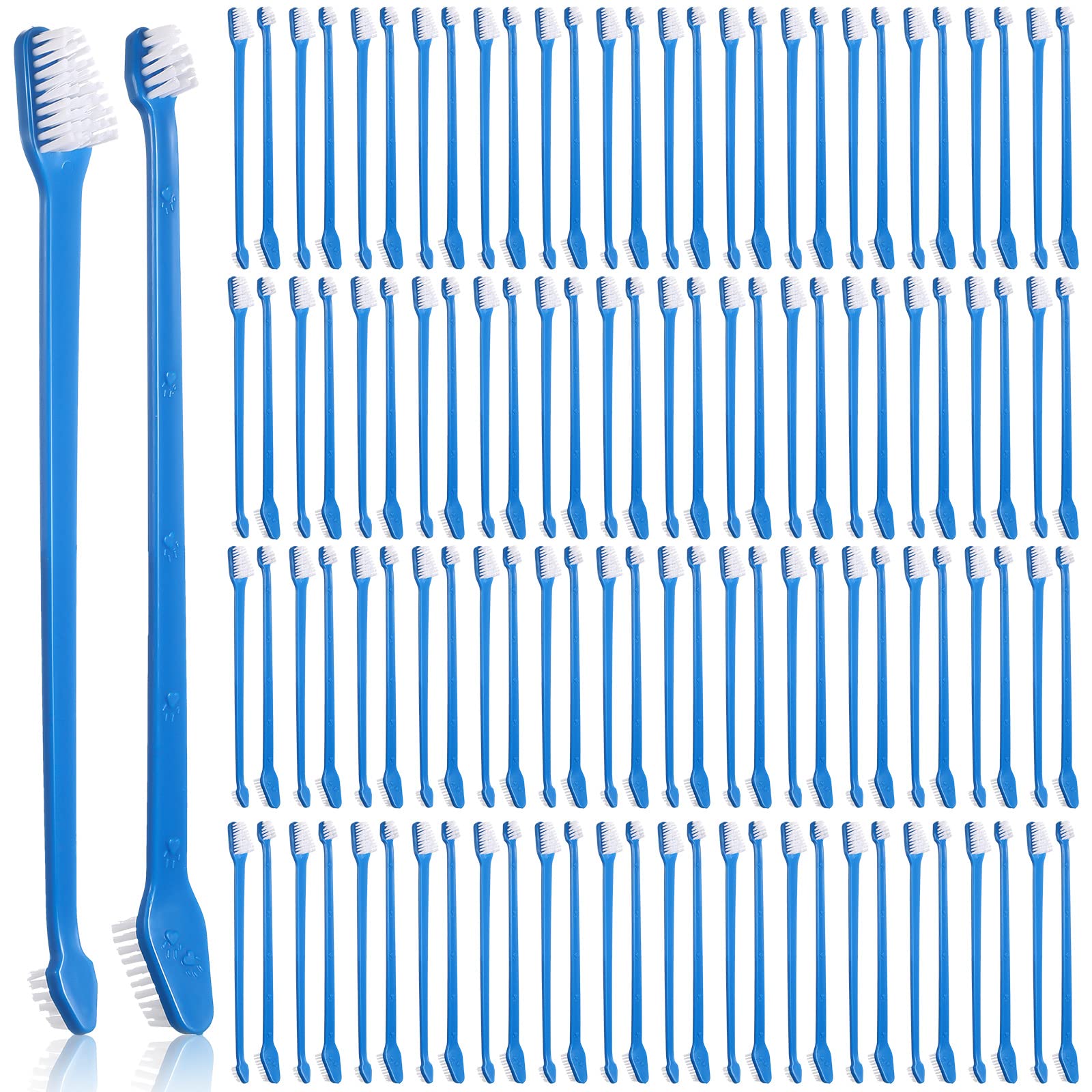 Gerrii double-headed dog toothbrush with long handle for easy reach and thorough cleaning