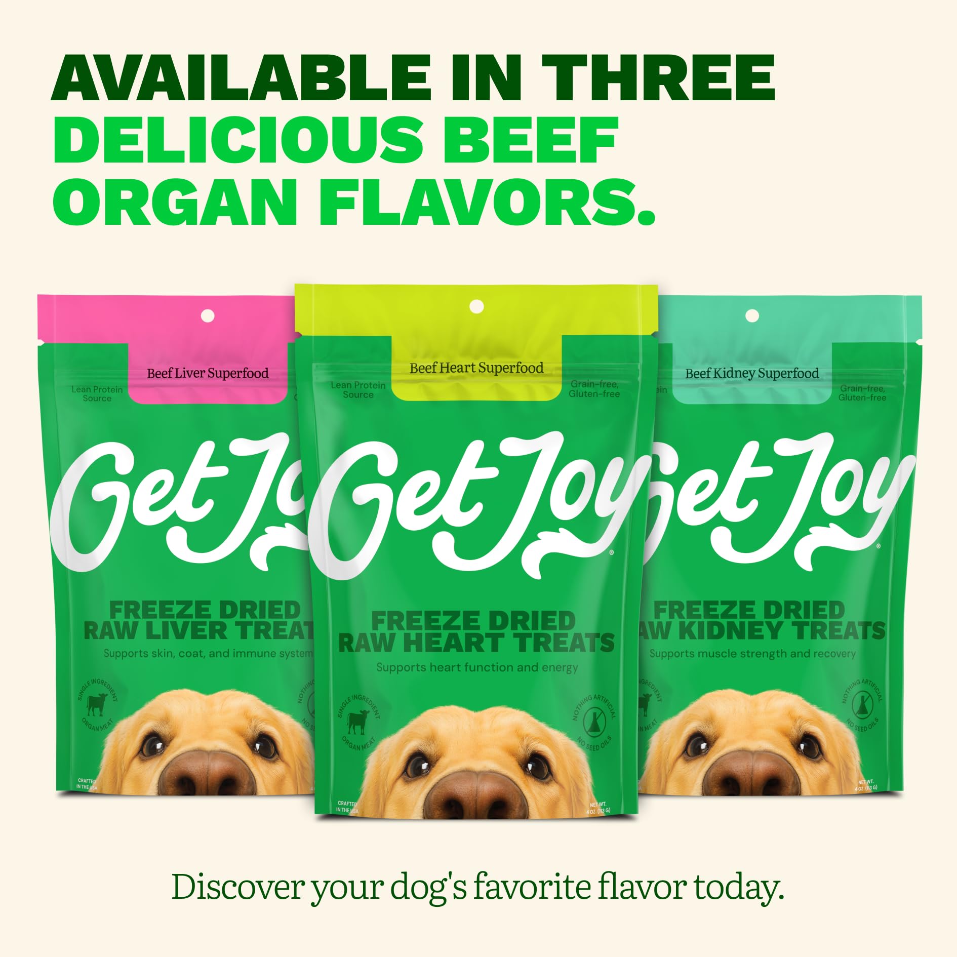Get Joy energy-boosting beef heart snack for daily play.