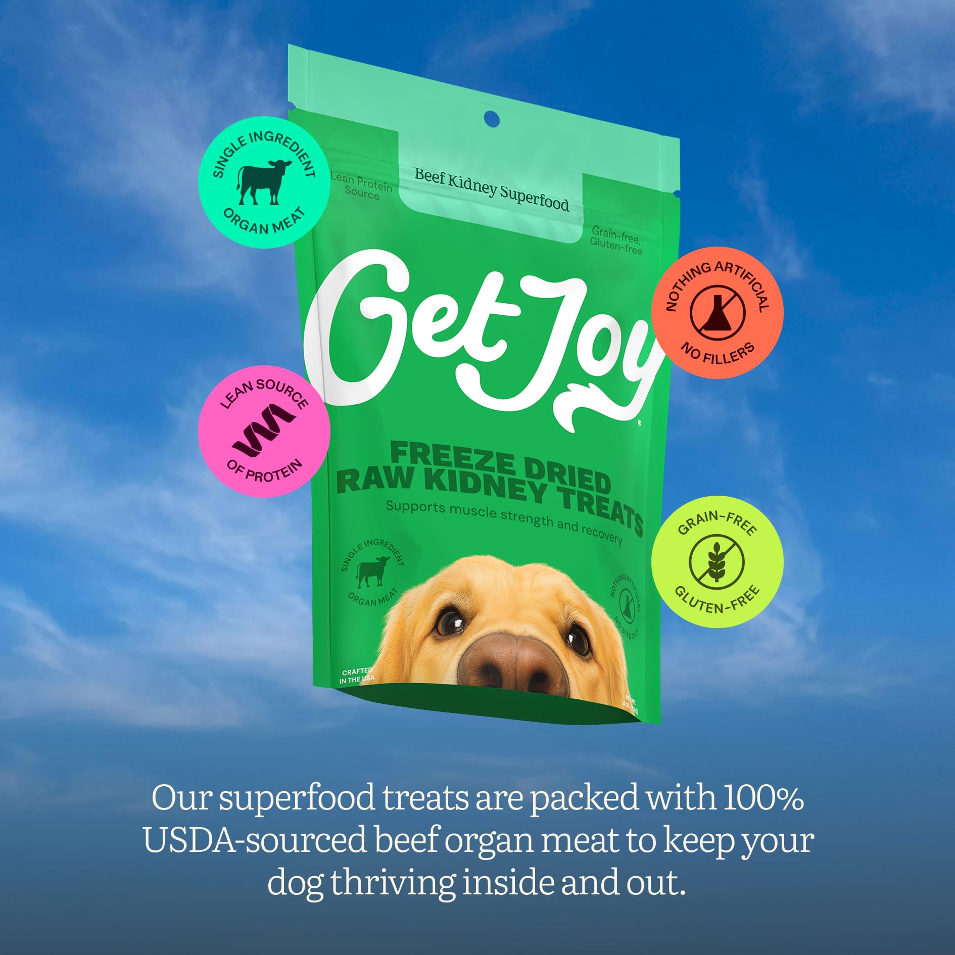 Get Joy rehydrated beef kidney treat topper for meals.