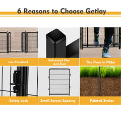 Getlay dog fence door with self-locking latch for secure pet access.
