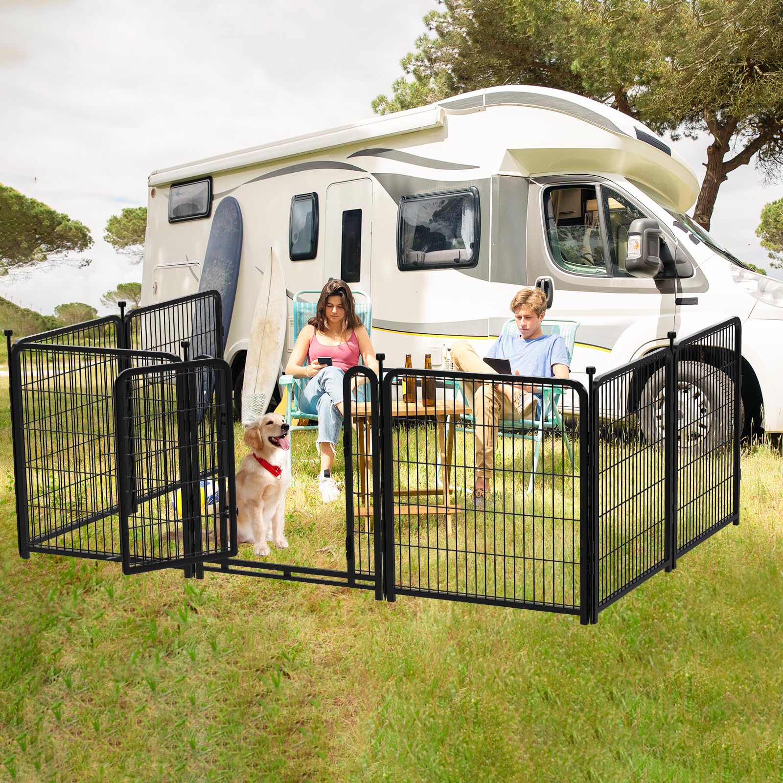 Getlay dog playpen door latch demonstrating self-locking feature