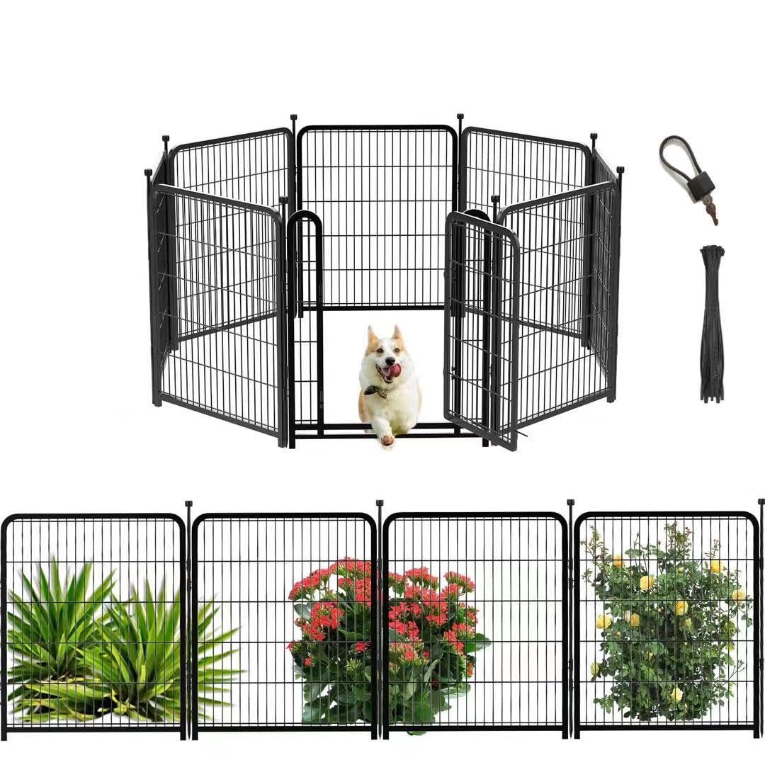 Getlay tall garden fence 32in panel showing sturdy frame for yard containment.