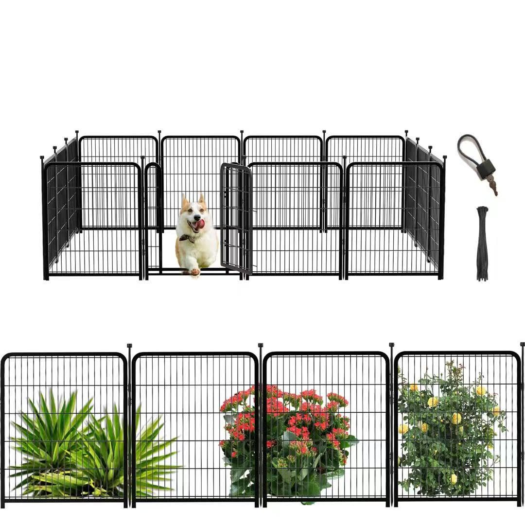 Getlay tall garden fence panel shows durable galvanized steel for outdoor pets.