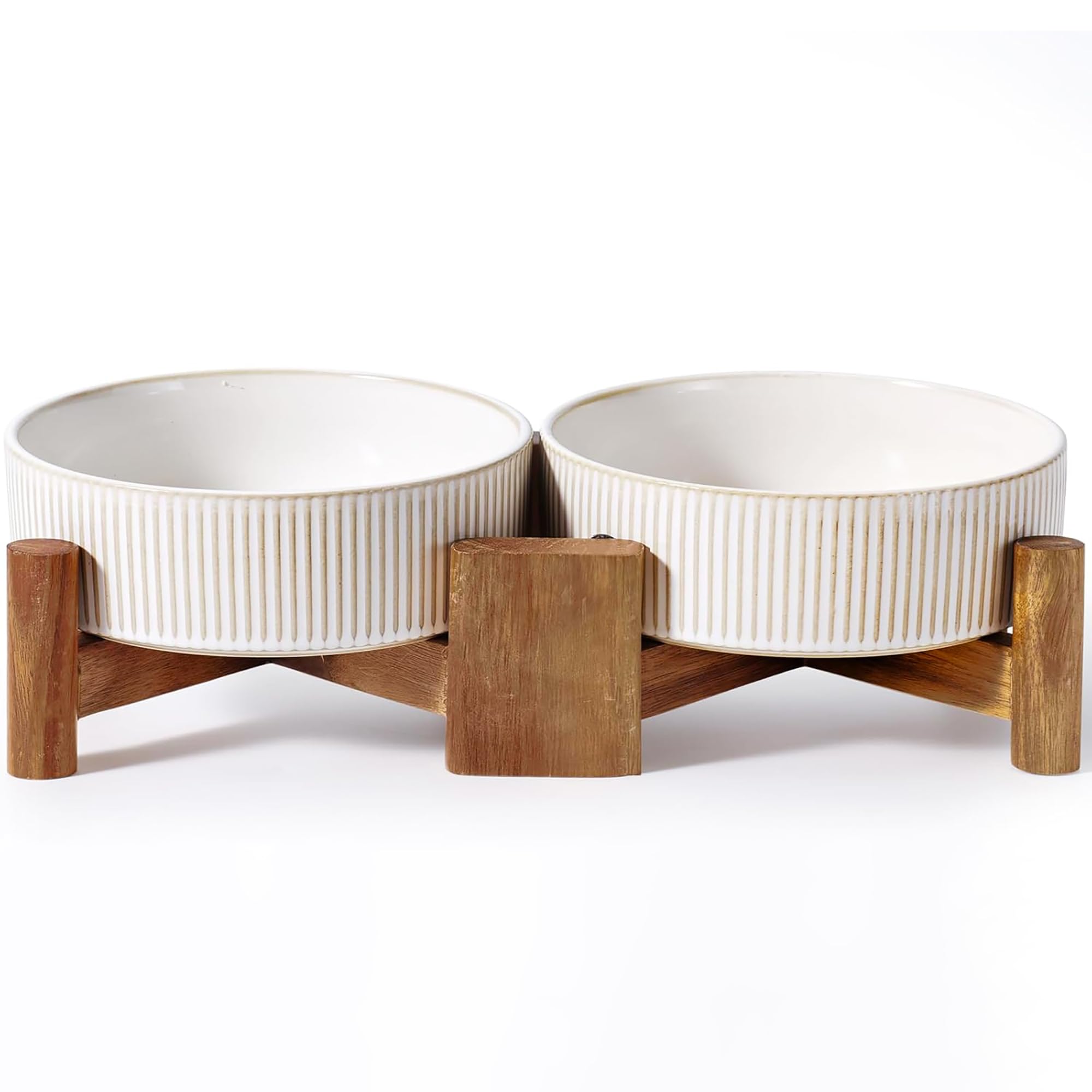 Getstar elevated ceramic duo bowls for stable pet dining and easier reach.