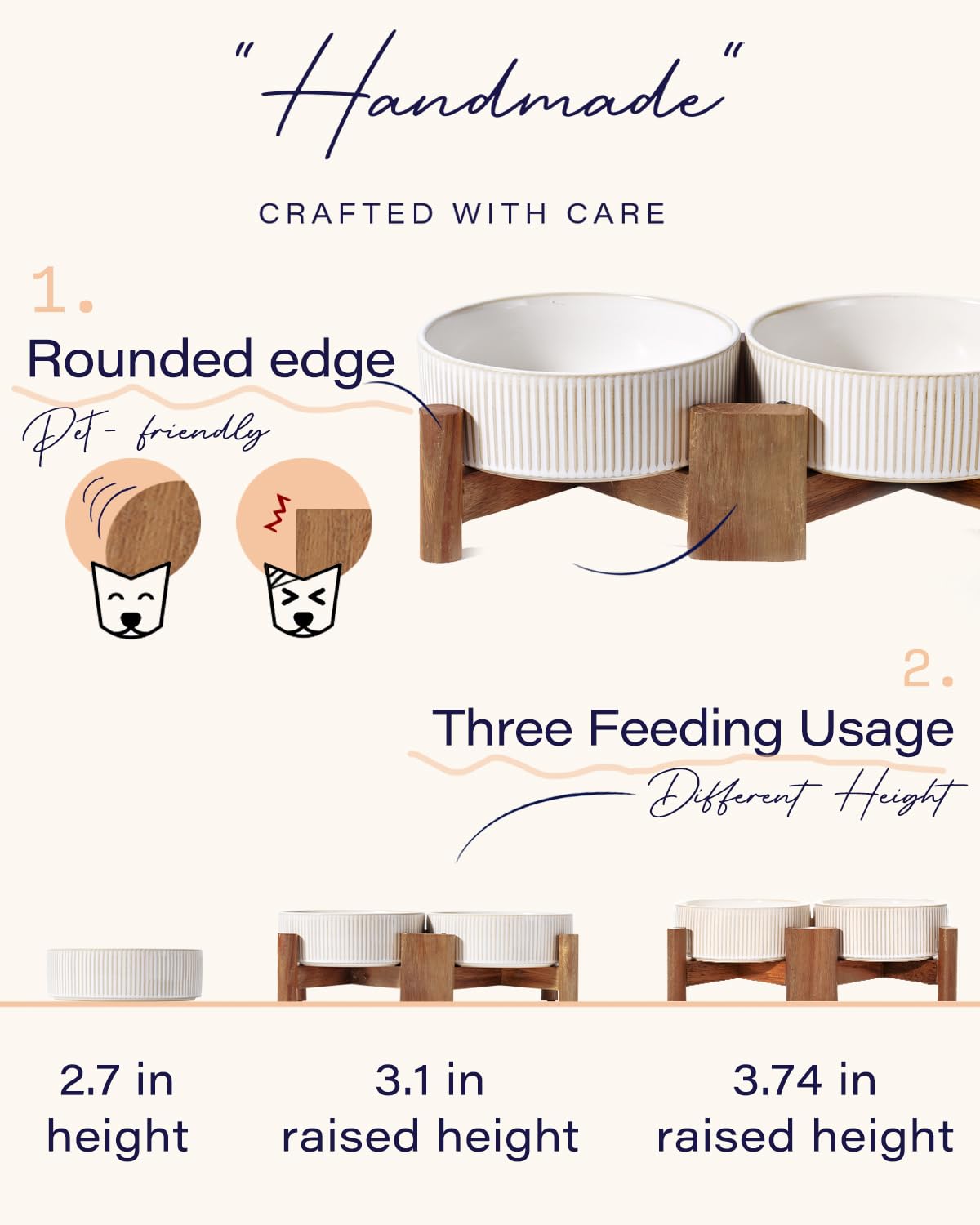 Getstar height-adjustable design switches between 3.1 and 3.7 inches for customized feeding height.