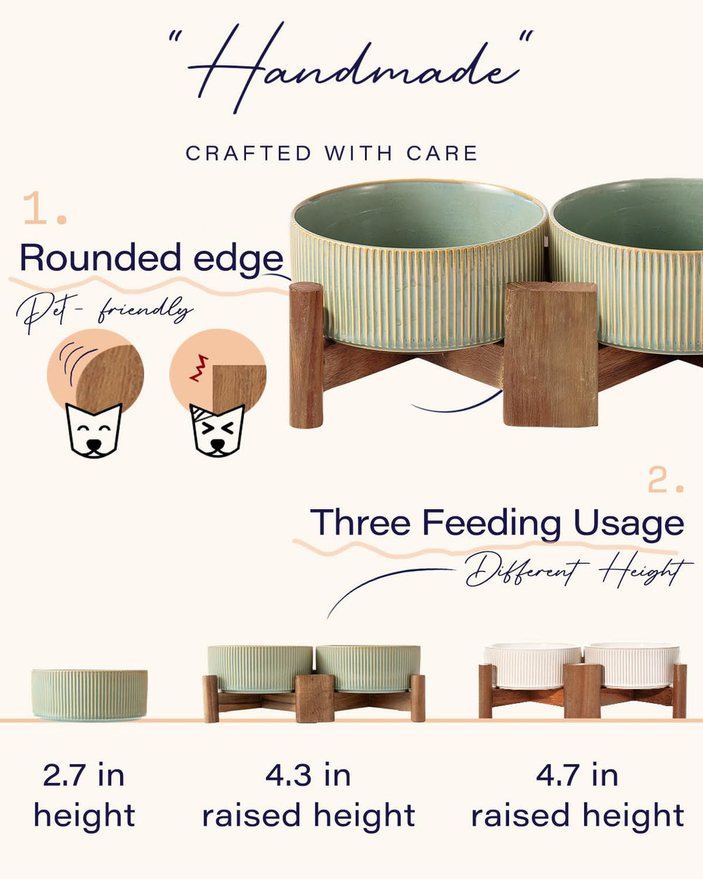 Getstar two 30 oz ceramic bowls for medium dogs ready to use.