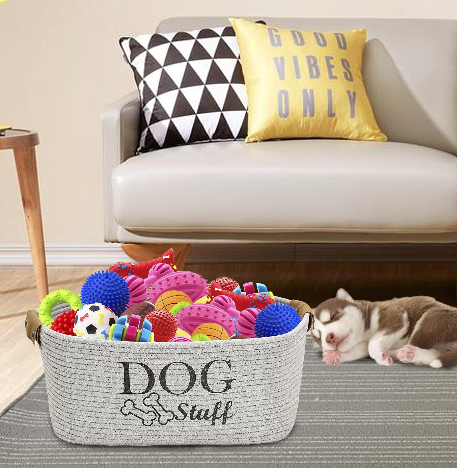 Geyecete dimensions of dog toy basket: 14.9 by 12.5 by 7 inches