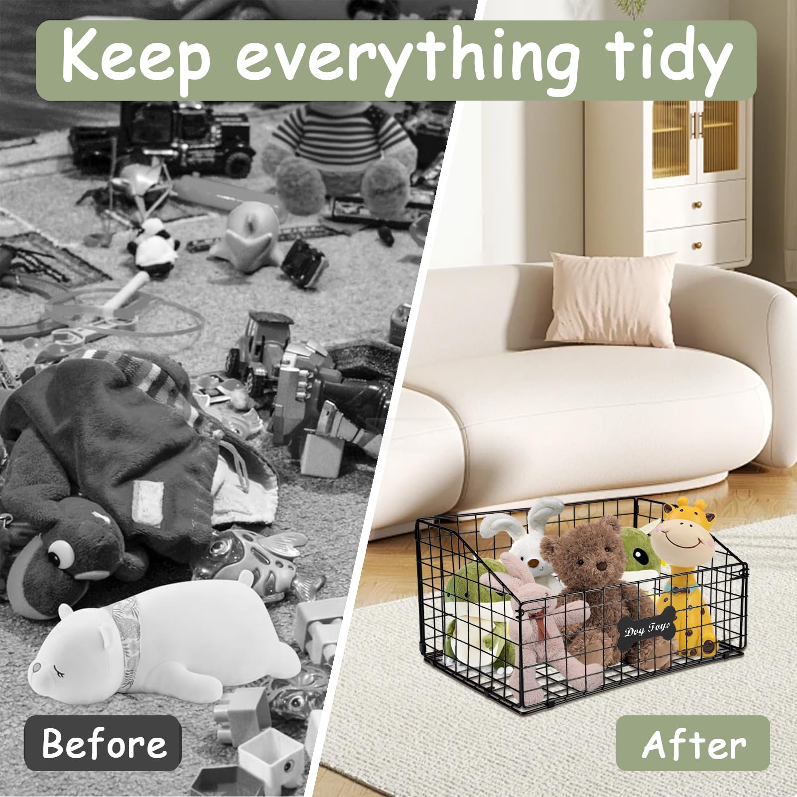 Geyecete dog toy storage shows durable, chew-friendly wire design.
