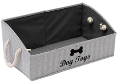 Geyecete large dog toys storage bin with foldable trapezoid shape and rope handles.