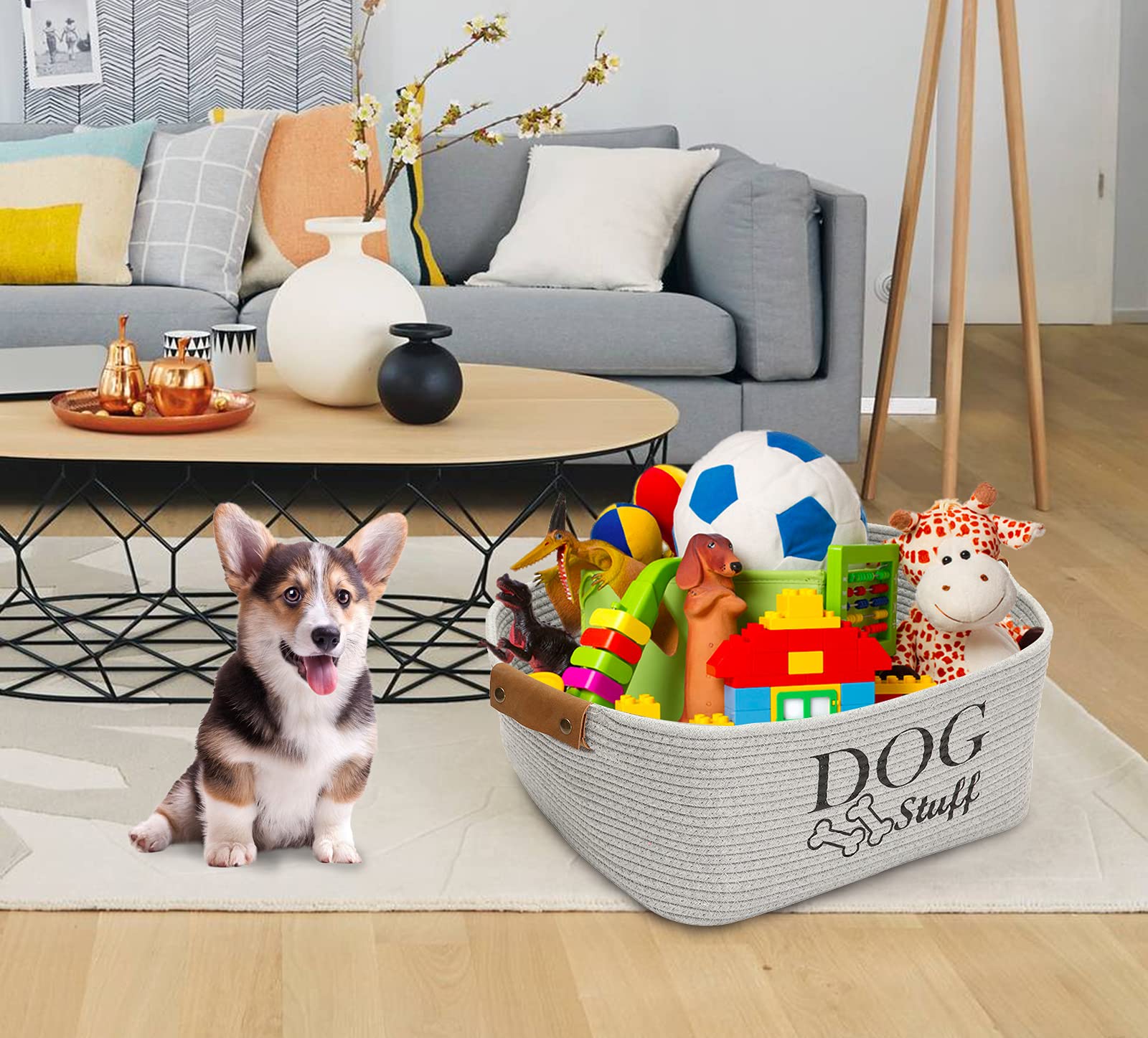 Geyecete versatile dog toy basket doubles as bedroom, bathroom, or closet organizer