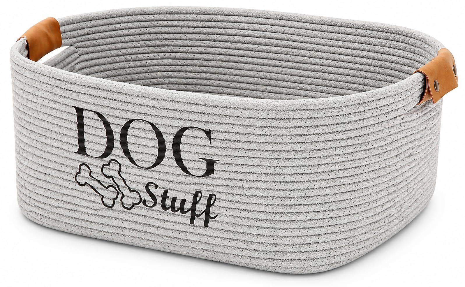 Geyecete square dog toy basket showing durable woven design for clutter-free play spaces