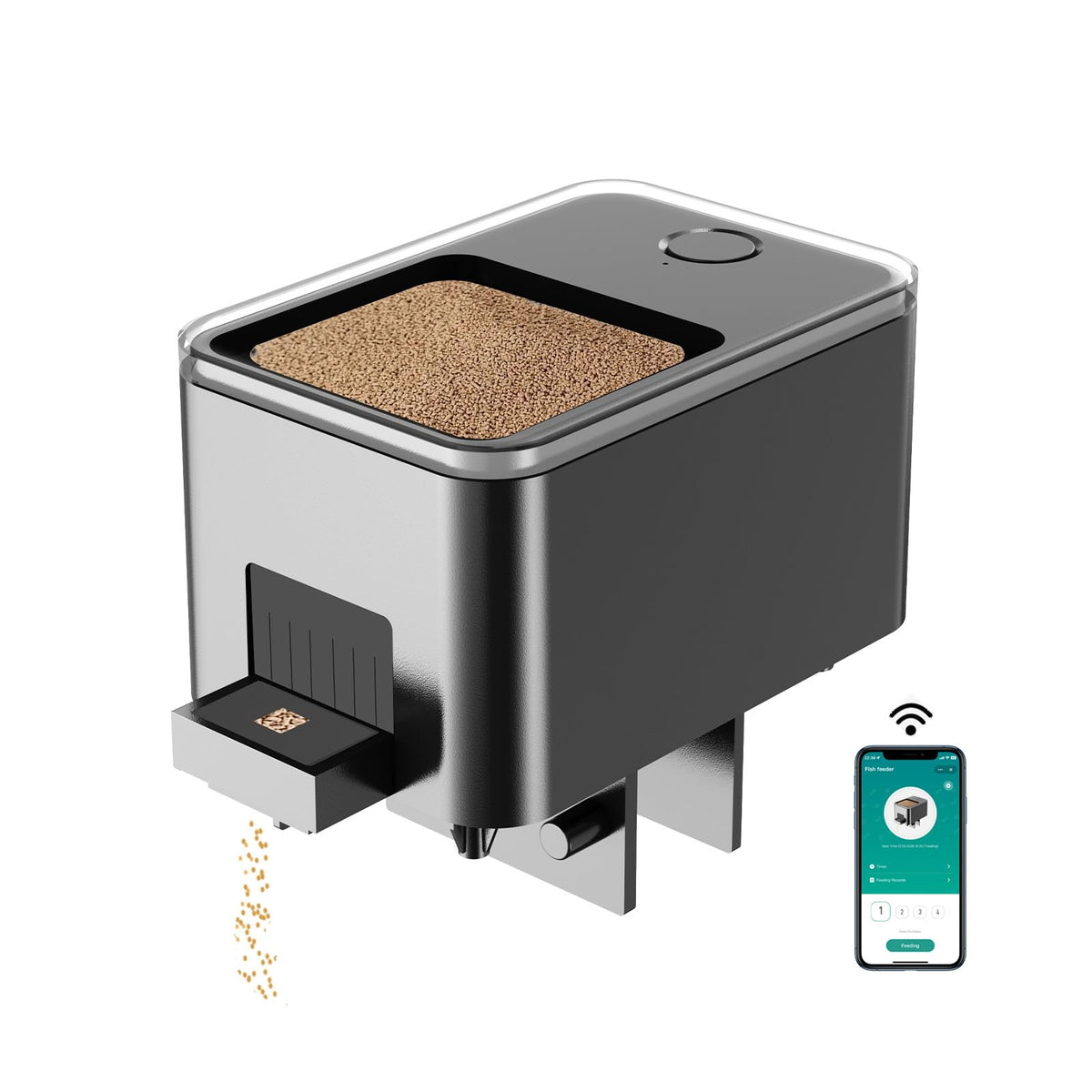 GEZIEKID WiFi feeder front view for precise daily feeding control