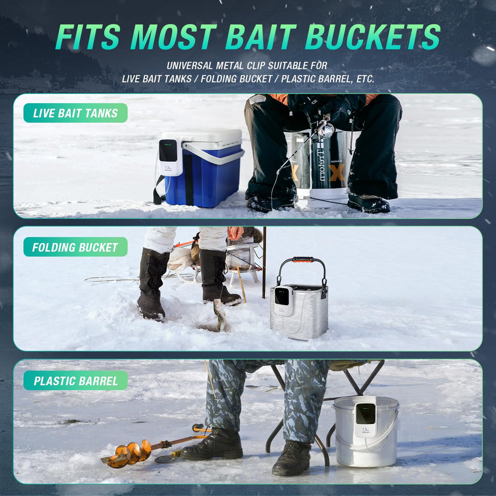 Ghosthorn universal clip keeps the aerator secured on bait buckets.