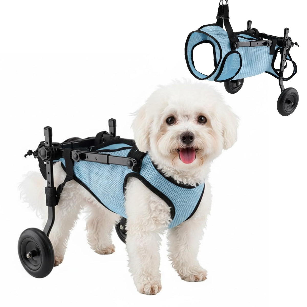 GHYKL dog wheelchair with back legs adjustable frame supports mobility for small dogs