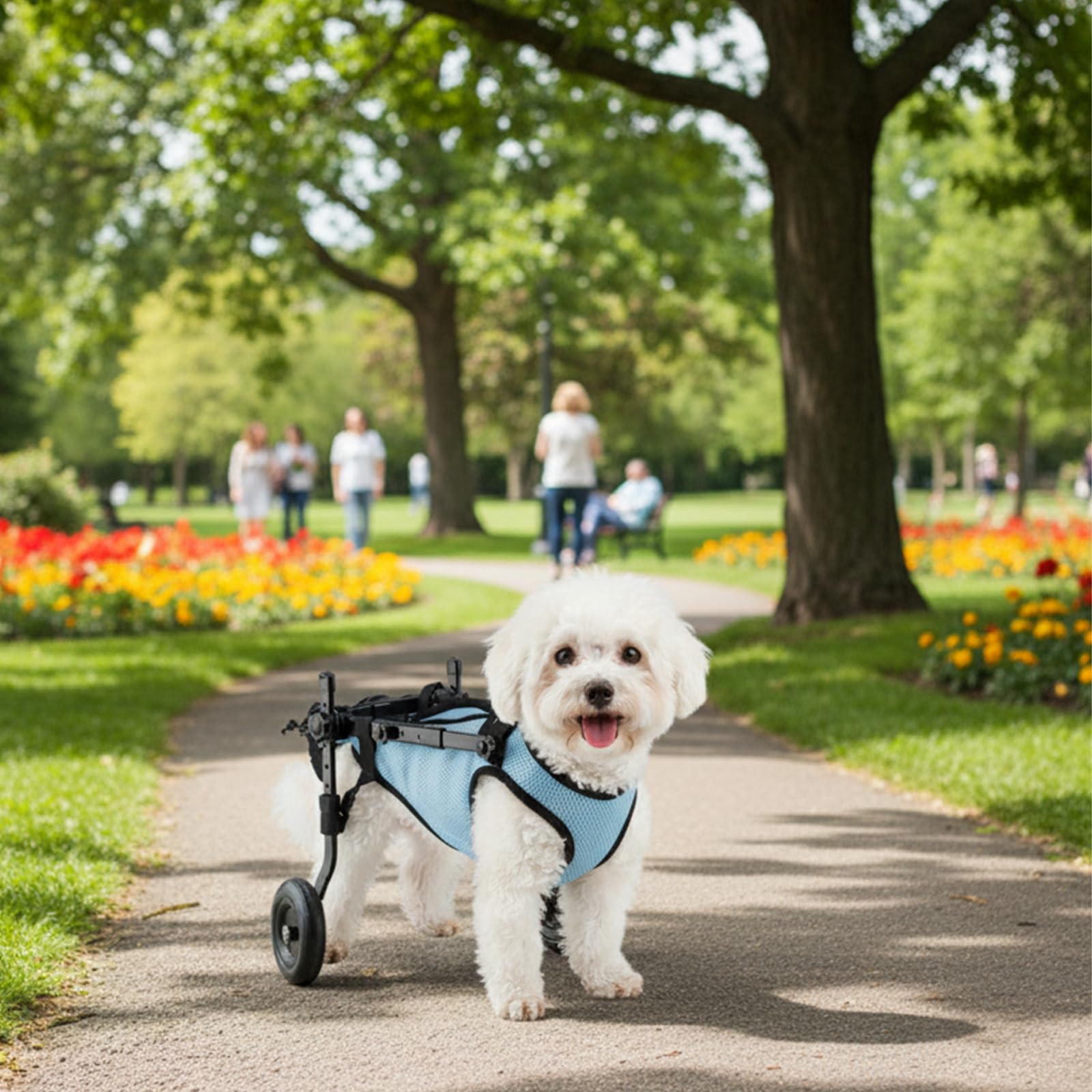GHYKL dog wheelchair in outdoor use enabling steady movement
