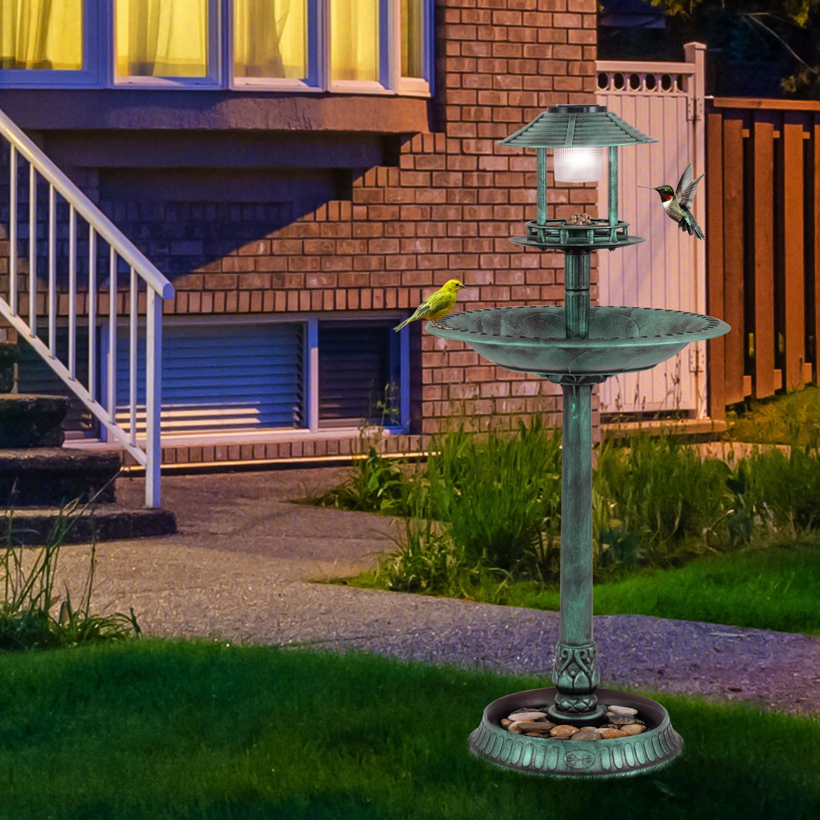 Giantex birdbath outdoor garden fixture blends rustic charm and practicality
