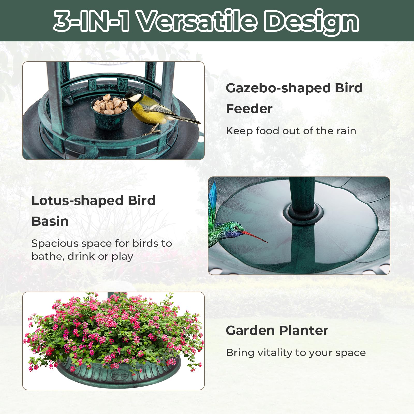 Giantex birdbath oval bath basin provides space to bathe