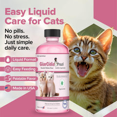 Giarcidia cat dewormer liquid bottle in 120ml size for multi-cat homes.