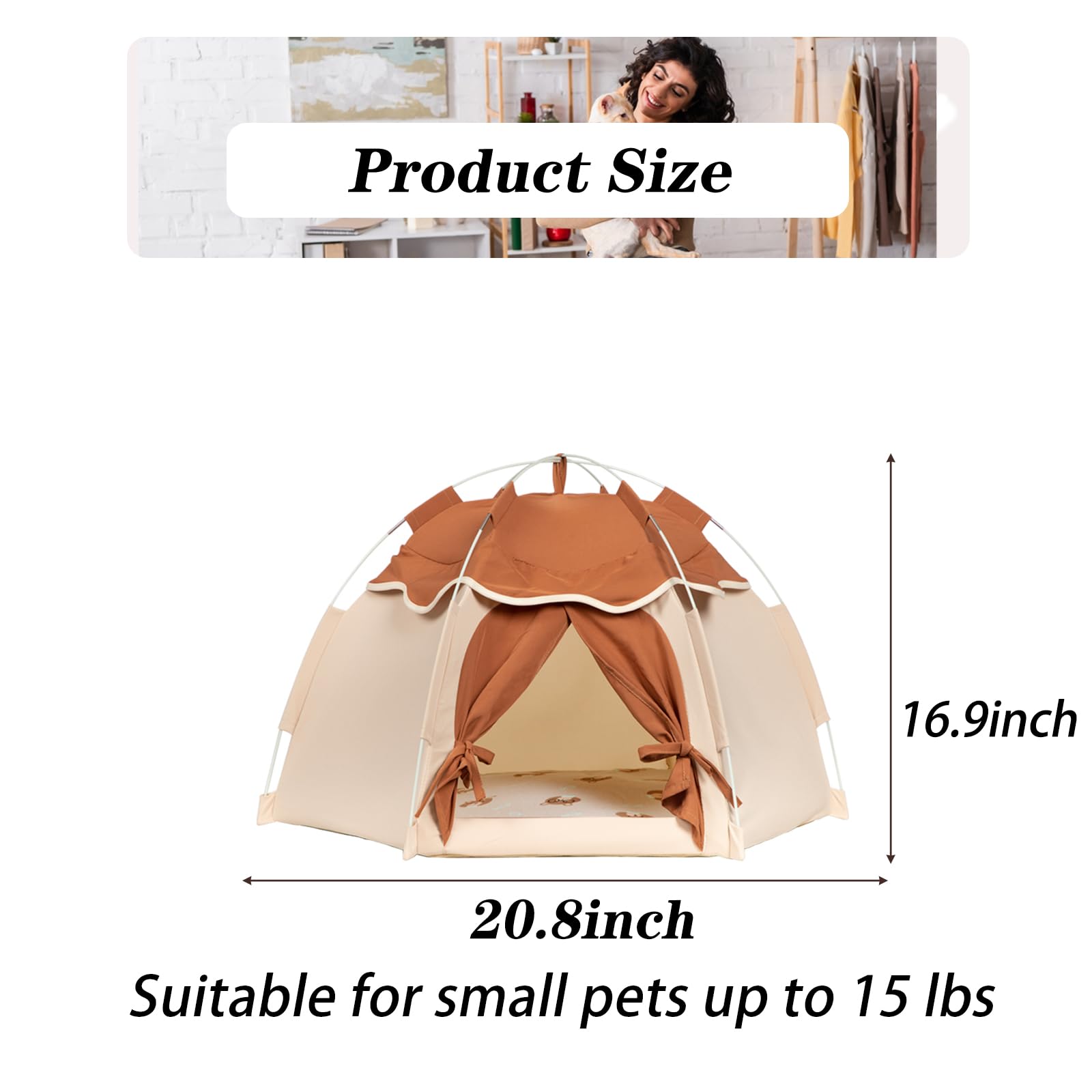 Gigreinc cat tent hexagonal frame maximizes interior space.