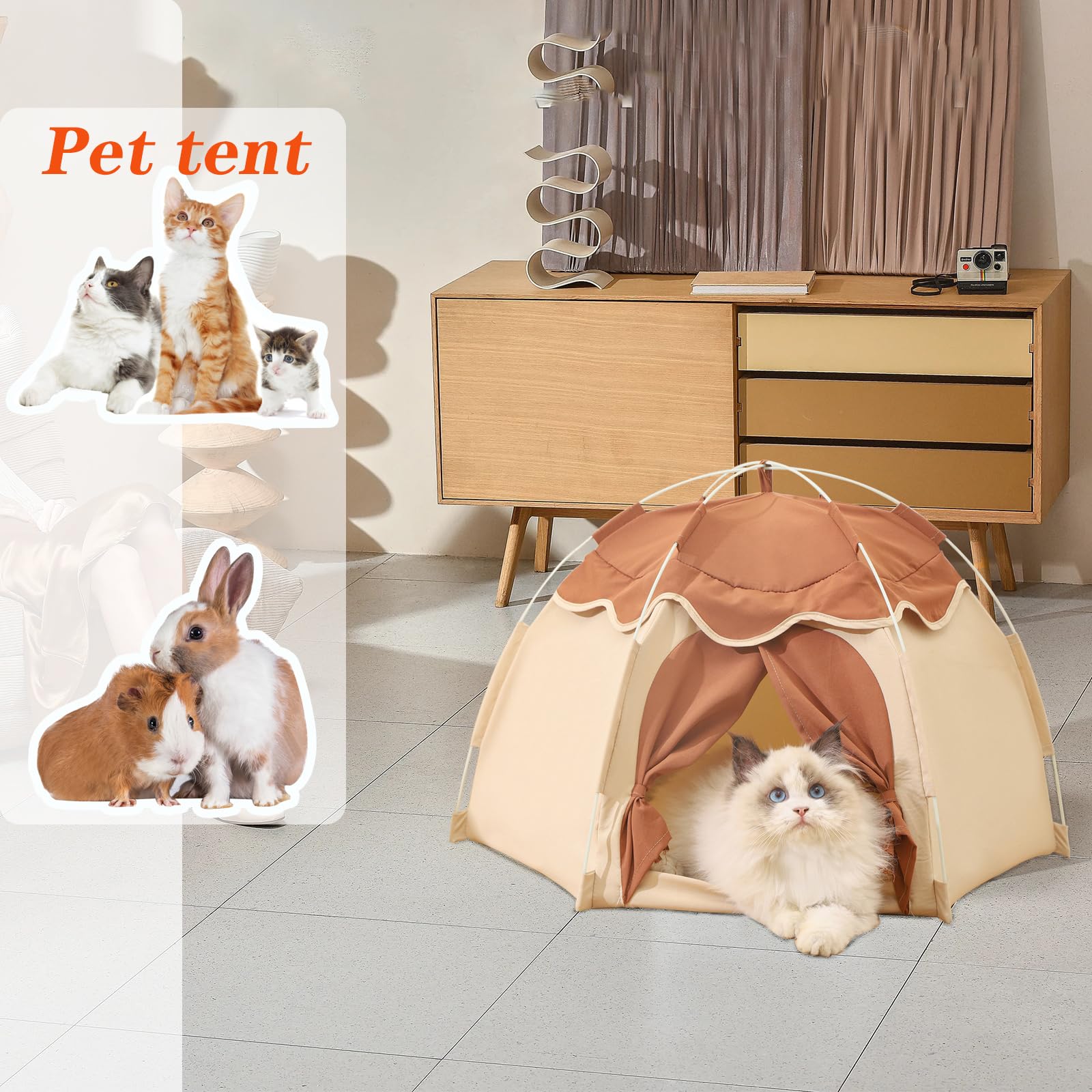 Gigreinc cat tent features hexagonal supports for extra interior space.