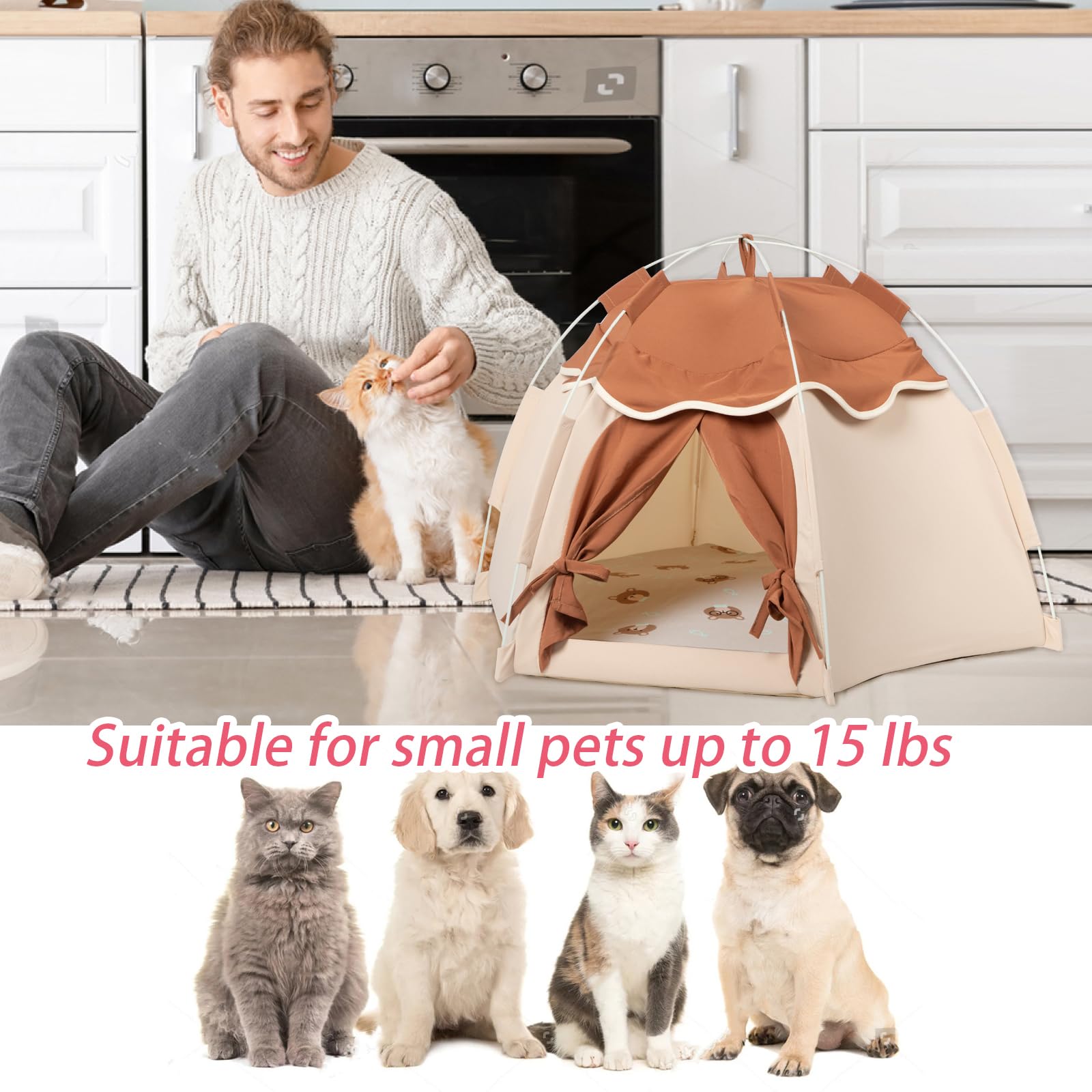 Gigreinc cat tent size 20.8 by 16.9 inches.