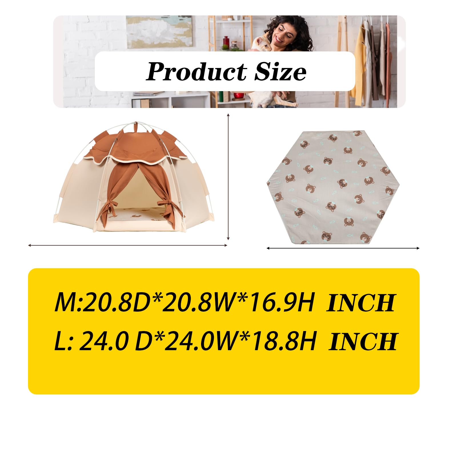 Gigreinc cat tent sized at 24 inches tall for ample room.