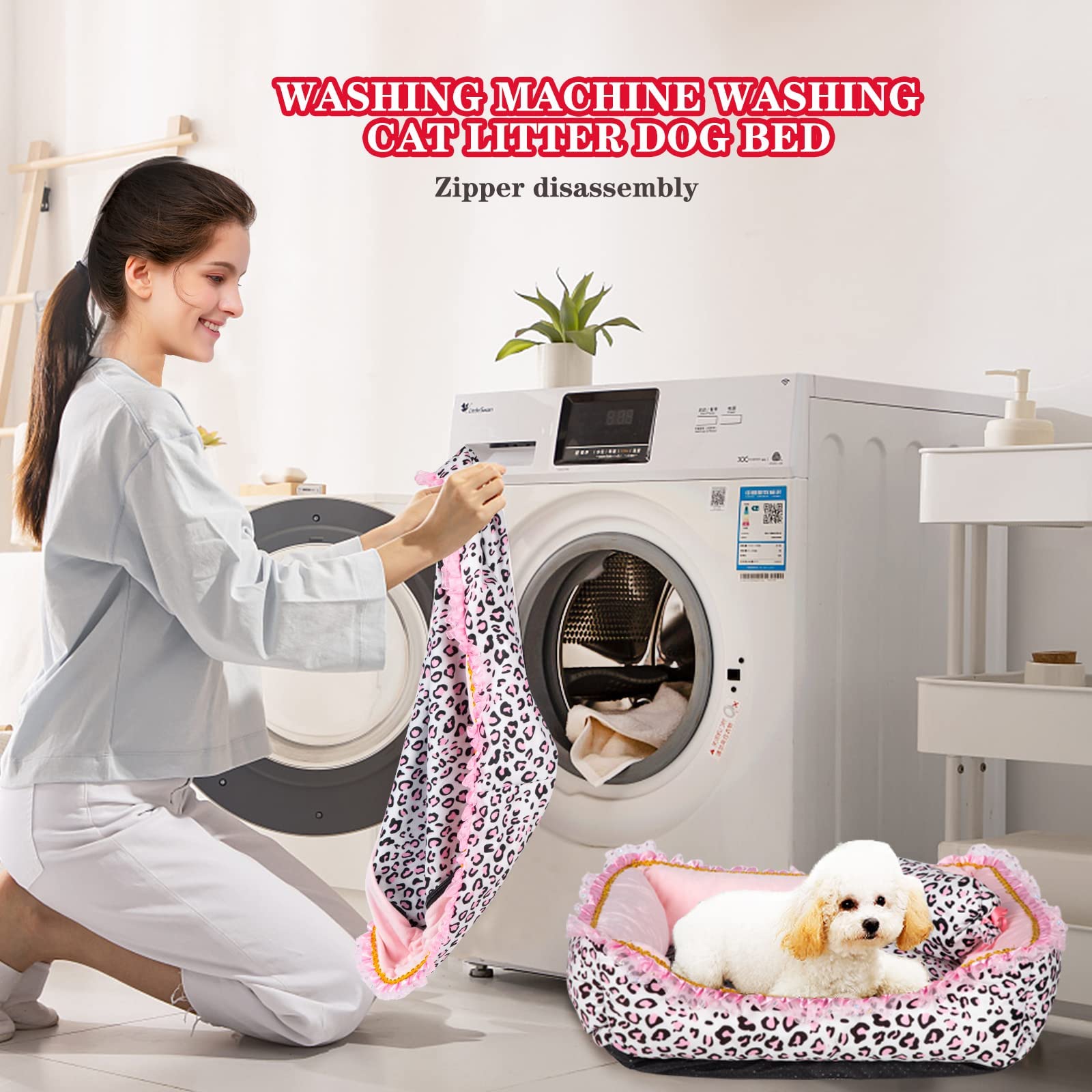 Gigreinc dog bed with Oxford bottom prevents slips on wooden floors for security.