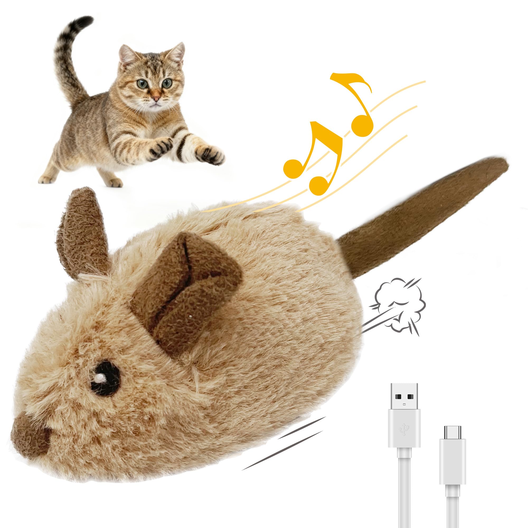 Gigwi interactive mouse toy in motion demonstrating self-play potential.