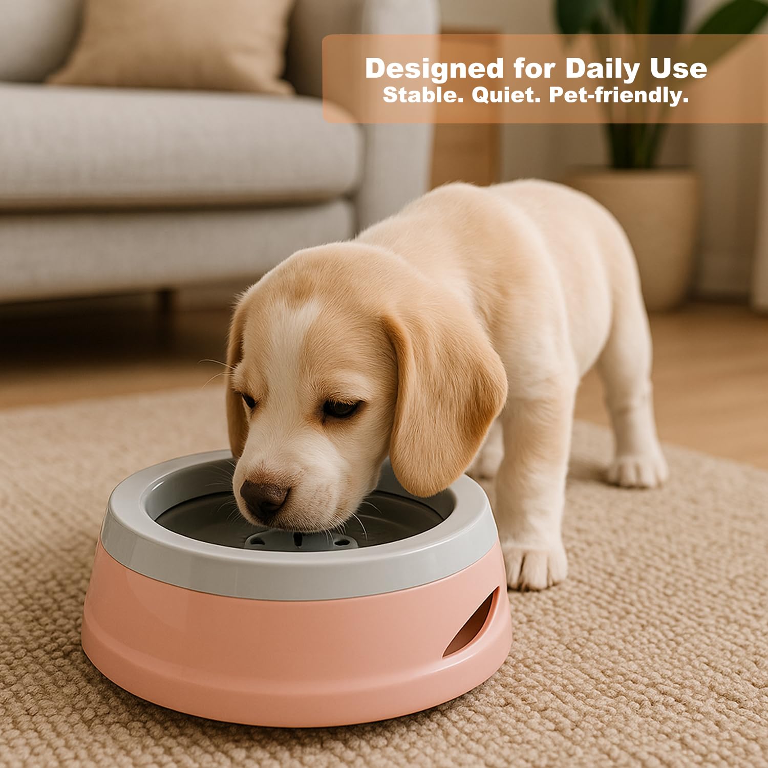 GIYOXIMA 25oz bowl suits small to medium pets at home, in car, or crate.