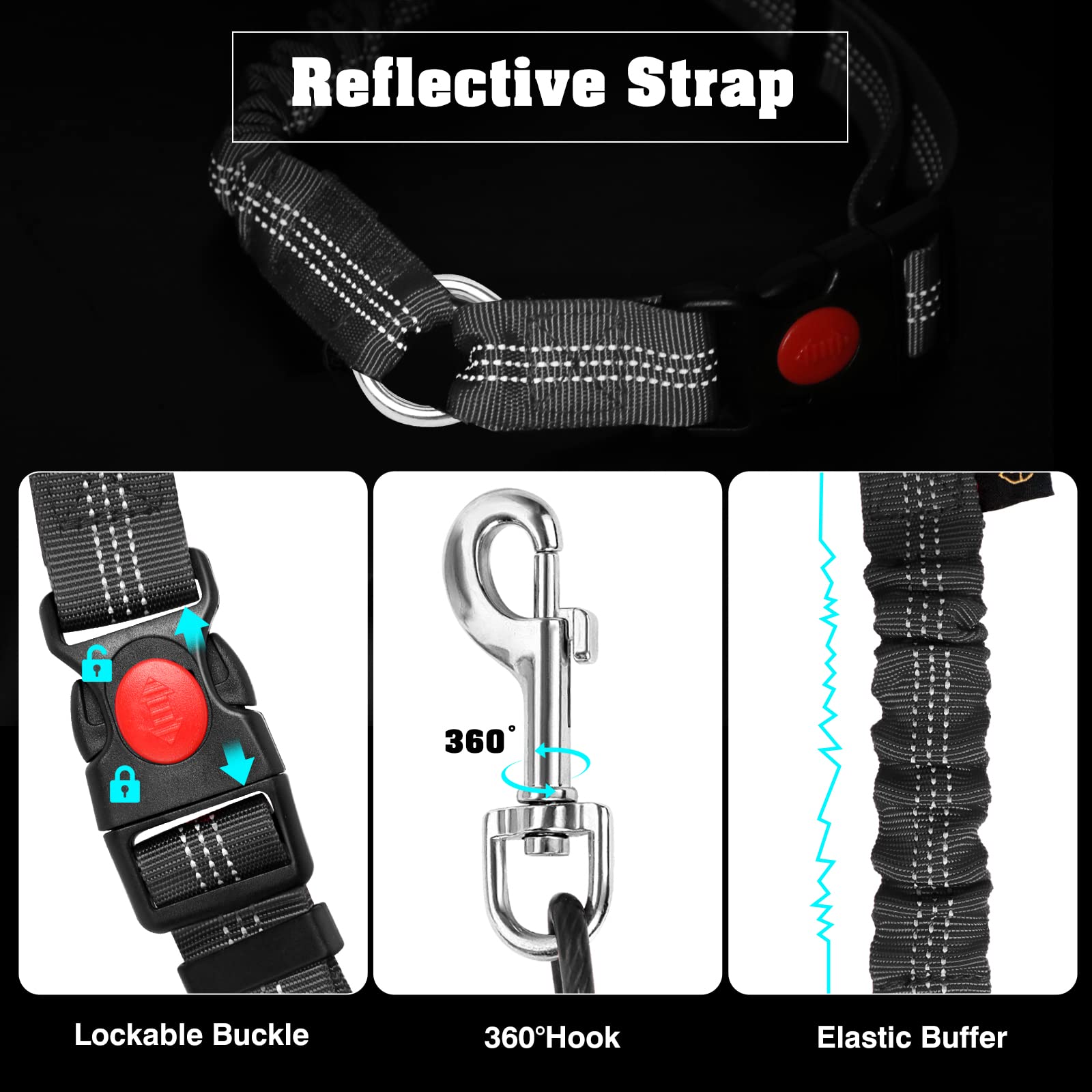Giiyoe chew-proof seat belt demonstrating durability against aggressive chewers