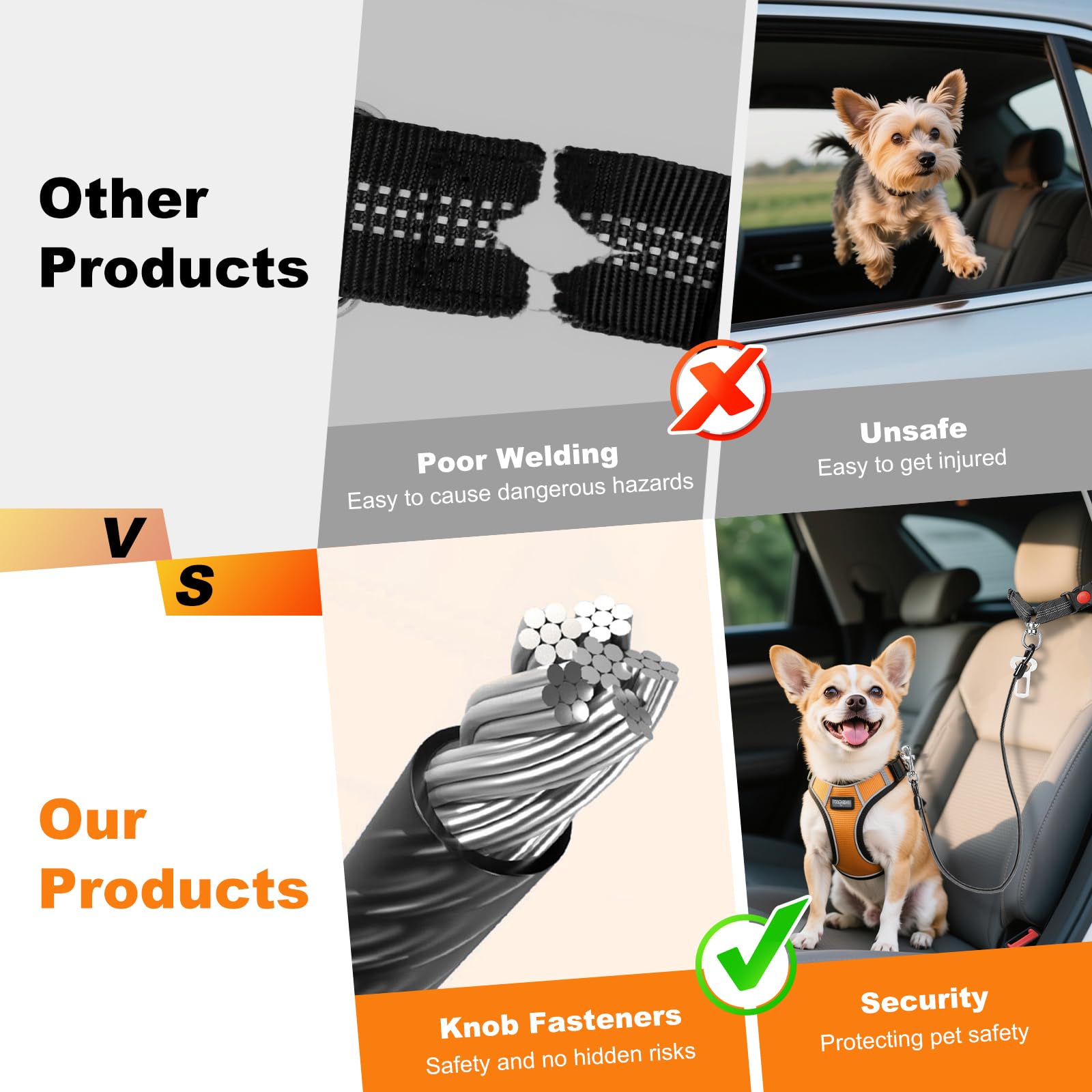 Giiyoe heavy-duty dog seat belt in use on a road trip