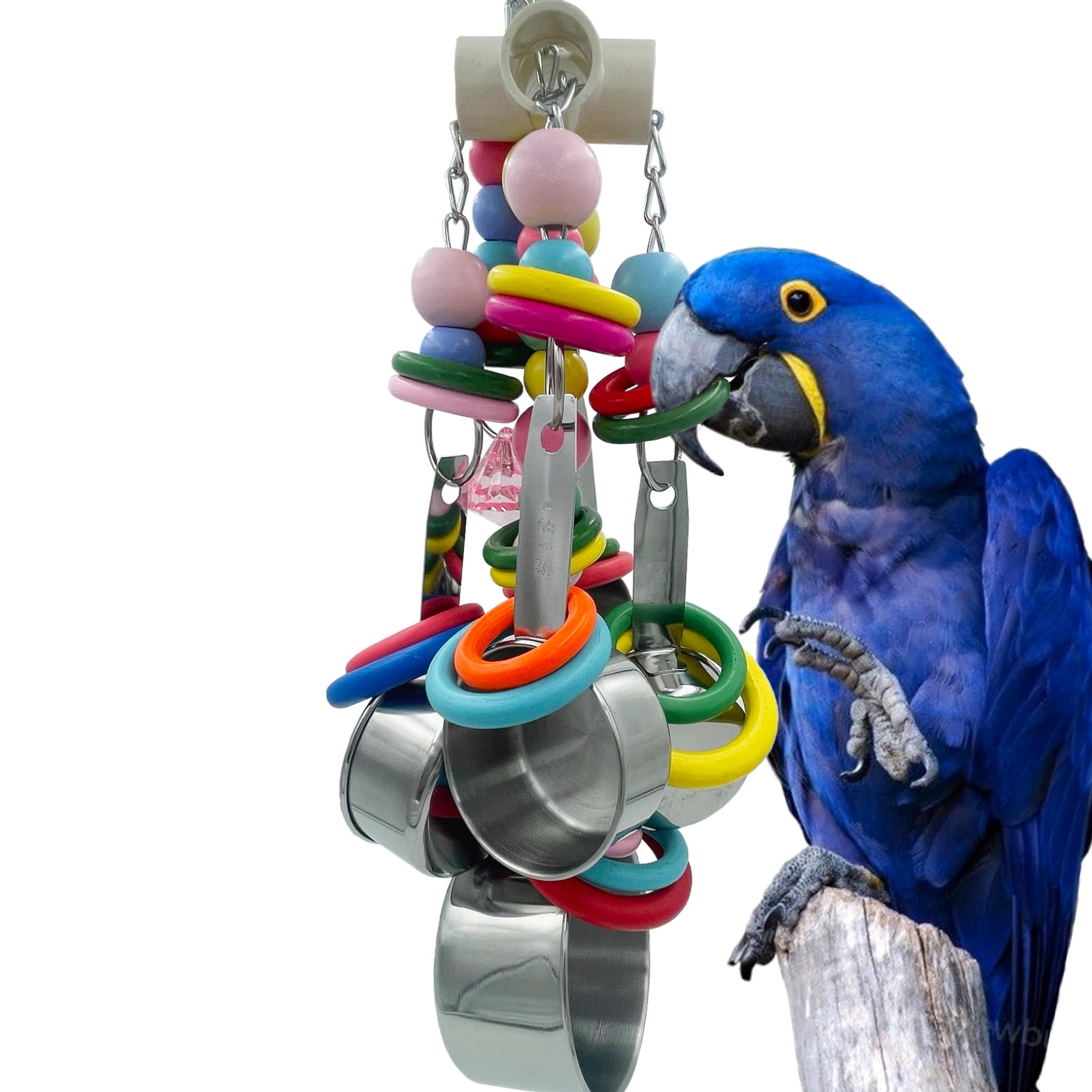 GILYGI metallic pots and ring strings toy with five cups for enrichment