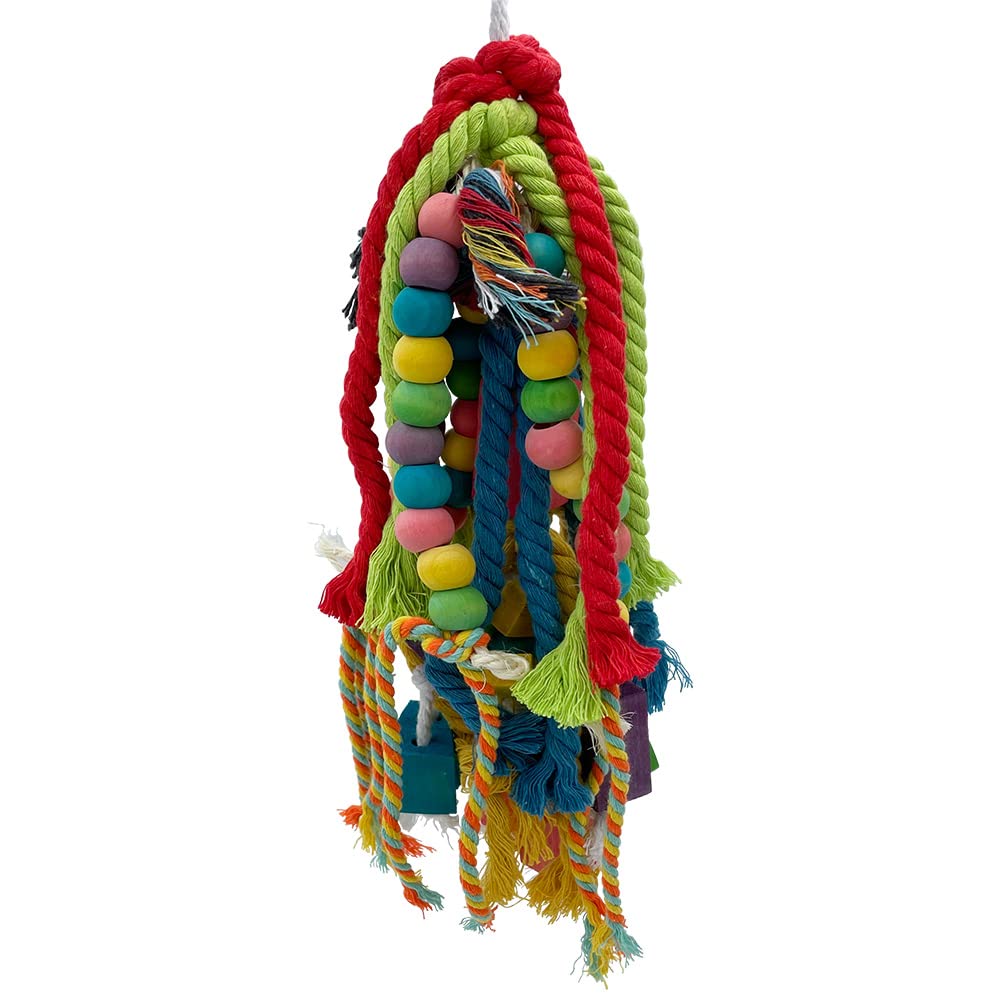 GILYGI parrot toy shows colorful knots and wood for engaging play