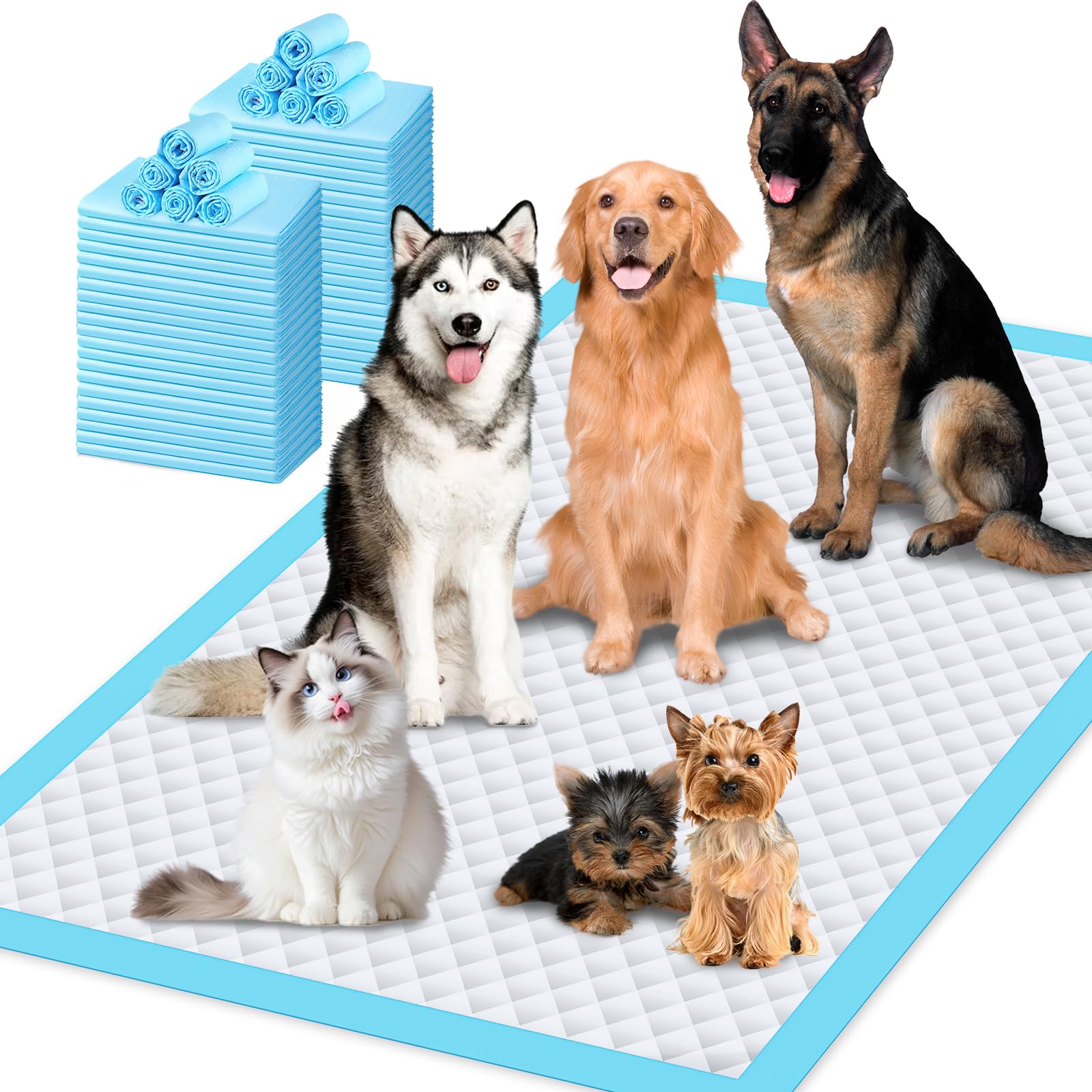 Gimars puppy pad front view, extra large 36x44 for thorough floor protection.