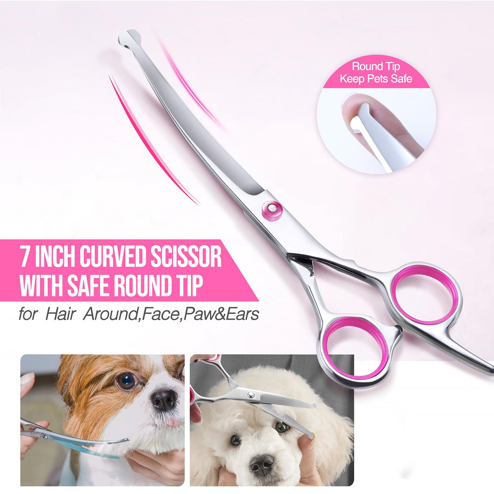 Gimars curved scissors help shape fur around contours safely