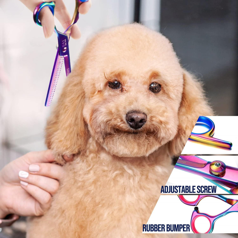 Gimars safety round tip protects delicate areas during grooming.