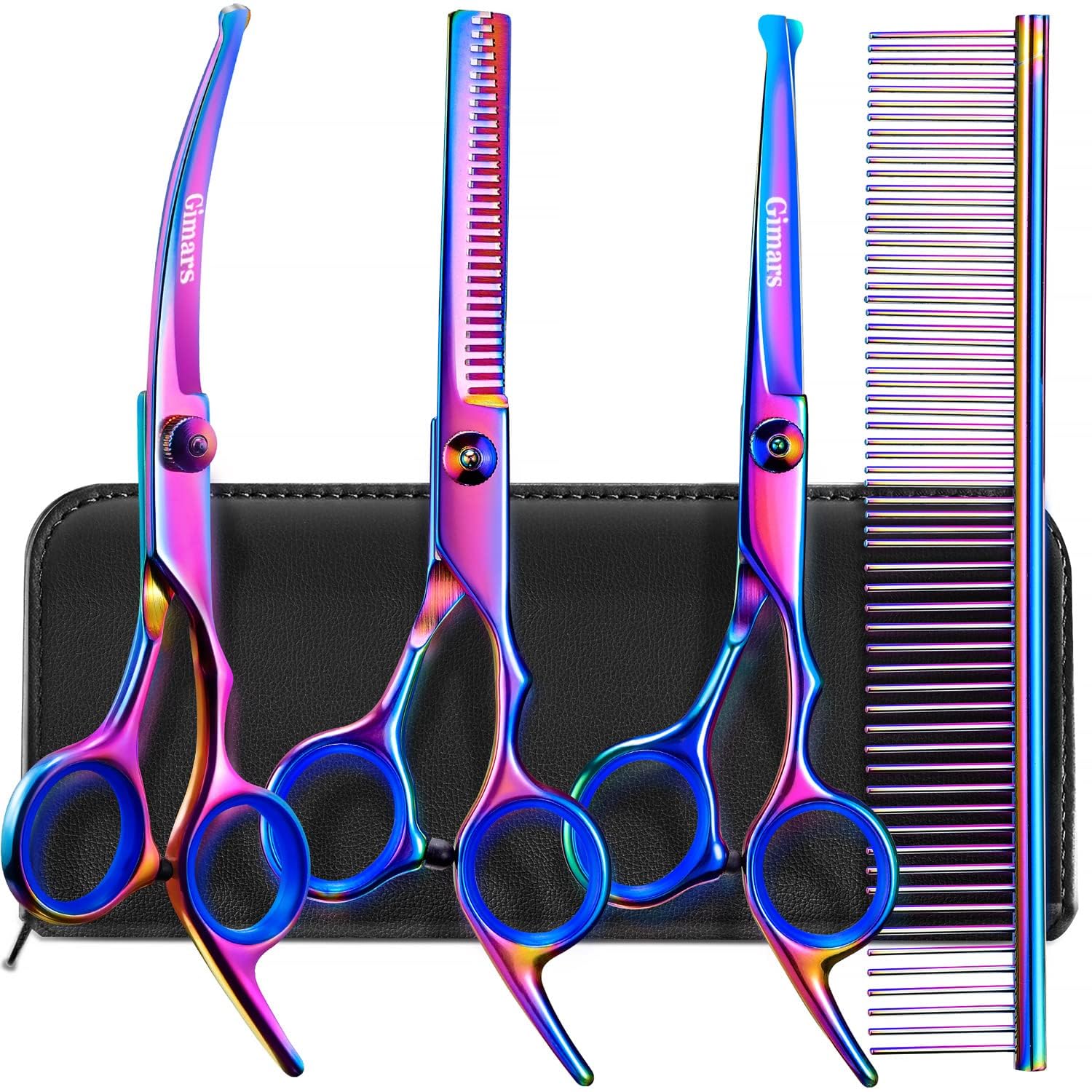 Gimars dog grooming scissors kit straight blades for precise trimming.