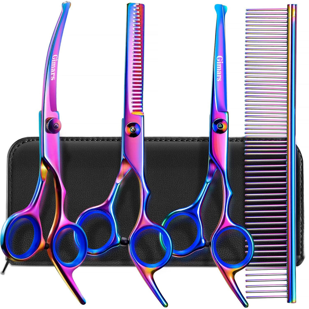 Gimars dog grooming scissors kit straight blades for precise trimming.